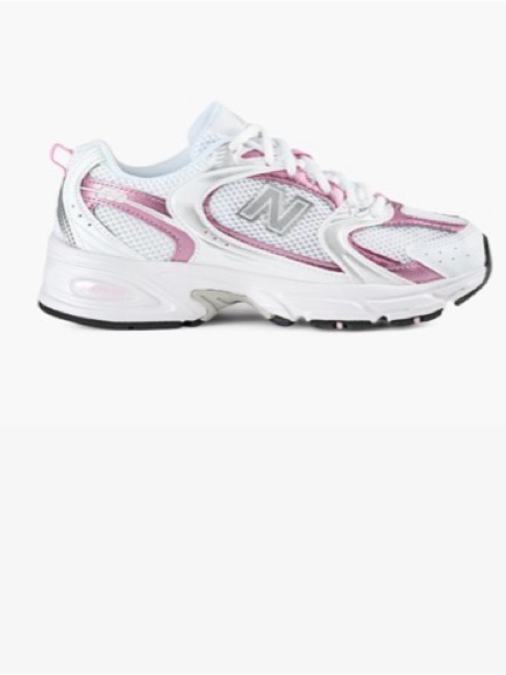New Balance White & Pink Metallic Running Sneaker